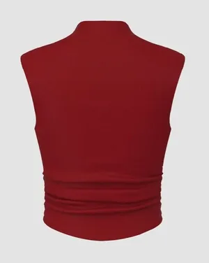 Cider High Neck Sleeveless Ruched Tank Top thumbnail 1