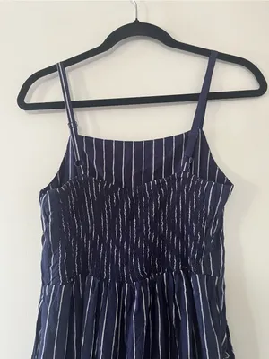 Old Navy Blue White Striped Wide Leg Jumpsuit Medium Coastal Nautical Beach thumbnail 6