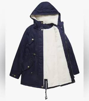 NEW Hooded Winter Coat Warm Fleeced Lined Long Jackets Thick Parka Jacket M thumbnail 2