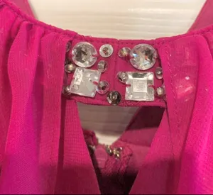 hailey logan Adrianna Papell hot pink( Fuchsia)rhinestone Chiffon short dress 7 thumbnail 12
