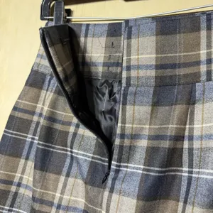 Zara Woman Plaid A-Line Skirt Gray Blue Belted High Waist Size S EU‎ 36 Preppy thumbnail 6