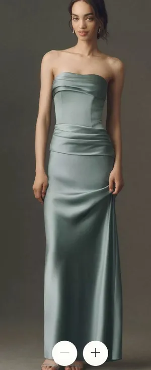 Anthropologie Mare Mare Isabella Strapless Ice Blue Ruched Corset Dress NWT thumbnail 1