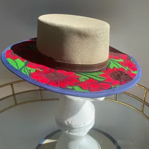 Colorful bold floral embroidered Mexican summer sun hat boho Southwest one size thumbnail 1