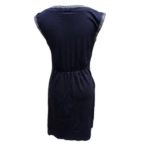 Boden Catriona Navy Blue Embroidered Floral Jersey Dress Sleeveless‎ Tassel 4R thumbnail 6