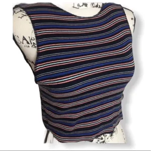 Zara Multicolor Ribbed Knit Striped Crop Top Size S Sleeveless Tank thumbnail 2