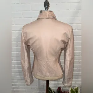 Blank NYC Soft Pink Vegan Leather/Suede Asymmetrical Zip Drape Moto Jacket thumbnail 8