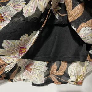 Band of Gypsies Collective Floral Print Midi Slip Skirt Rho Black Cream Size Large thumbnail 11