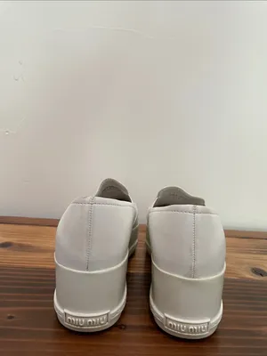Miu Miu White Metallic Cap-Toe Leather Platform Sneakers Size 37.5 thumbnail 5