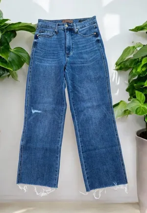 Judy Blue Straight Fit Raw Hem Jeans Size 27 thumbnail 1