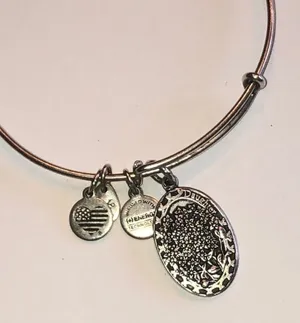 Alex and Ani Silver Tone Daughter Flowers Charm Bangle Bracelet thumbnail 1
