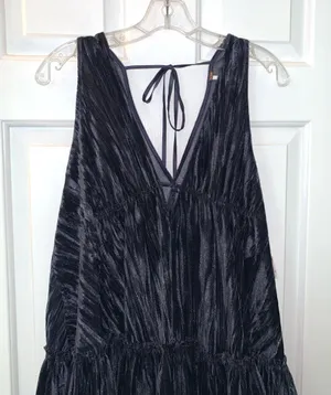 NWT Free People Blue Pleated Plush Swing Dress thumbnail 3