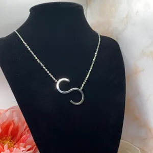 Statement Name Initial “S” Pendant Silver thumbnail 3