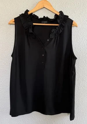 Talbots Sleeveless Ruffled Neckline Blouse Size Large thumbnail 1