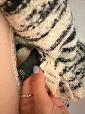 Ulla Johnson Black & Cream Zebra-Print Cropped Teddy Jacket 100%Merino Wool thumbnail 10