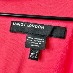 NWT Maggy London Embroidered Eyelet Flutter Sleeves Midi Dress Coral Pink Size 4 thumbnail 5