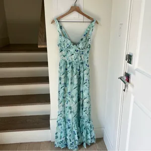 ASTR The Label Kelby Maxi Dress in Green Blue Floral - Small thumbnail 4