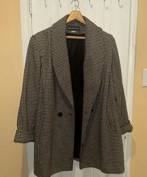 Westbound Houndstooth Pea Coat Sz 12 Wool Blend Exclusively Made For Dillard’s thumbnail 1