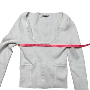 Abercrombie & Fitch Scoop Neck Long Sleeve Sweater Top White Small thumbnail 6