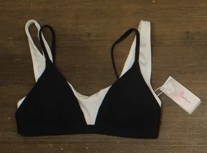 Mimi Flamingo Layered Slimming Triangle Swim Bra Top 900051012 Black / White 6 thumbnail 1