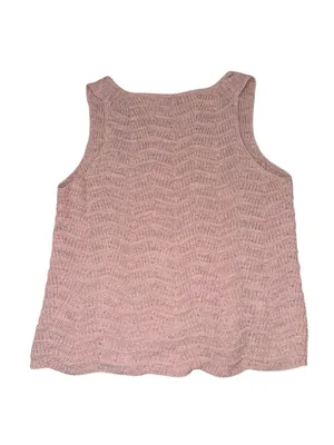 Madewell Pink Textured Open Knit V-Neck Sleeveless Sweater Tank Top Size L thumbnail 2
