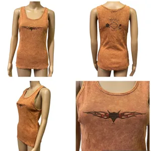 Harley Davidson Motorcycles Cotton Mother Road Tank Top Orange Stone Washed XL thumbnail 4