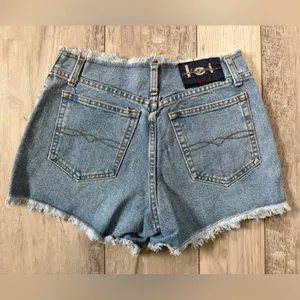 RARE Style VINTAGE Lei High Waisted Frayed Cotton Denim Shorts size 5 (28) thumbnail 7
