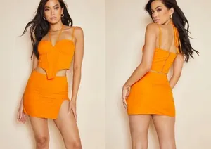 🍊 PrettyLittleThing Orange Corset Top & Mini Skirt Two-Piece Set | Size US 2 / XS ✨ thumbnail 3