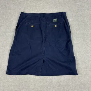 Lauren Ralph Lauren Skirt Womens 12 Blue Cotton Twill Knee Length Pockets‎ Zip thumbnail 5