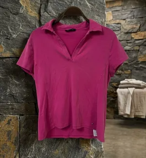 Tommy Hilfiger Fuchsia Short-Sleeve V-Neck Polo Tee thumbnail 1
