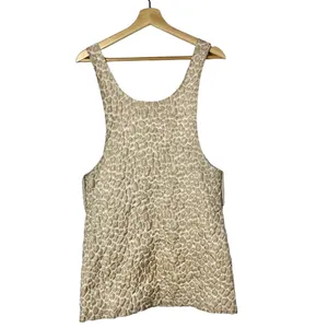 Boutique Storia Beige Champagne Leopard Print Overall Mini Dress M thumbnail 3