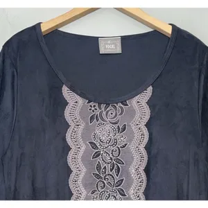 Vocal Tunic Top Size XL Gray Faux Suede Fringed Silver Studded Whimsigoth Punk thumbnail 4