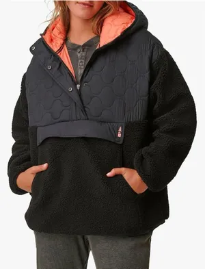 Bass Outdoor‎ Black Women’s Pullover Jacket Hooded Fleece Qaurter - Zip Medium thumbnail 1
