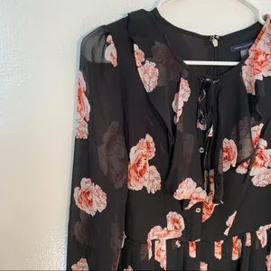 Tommy Hilfiger Women's Size 2 Floral Chiffon Dress Black Pink Floral Long Sleeve thumbnail 9