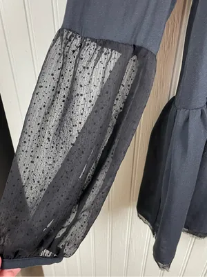 Free People Soul Serene Top Black Size XS Sheer Contrast Whimsigoth Boho Witchy thumbnail 13