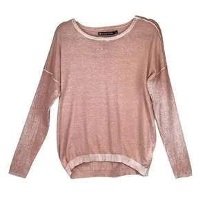 Blanc Noir Womens Boyfriend Sweater‎ Size Large Pink Long Sleeve 100% Cotton thumbnail 1