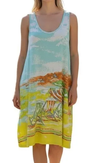 Crown & Ivy Beach On Island‎ Time Graphic Tank Dress Coverup Size Medium New thumbnail 1