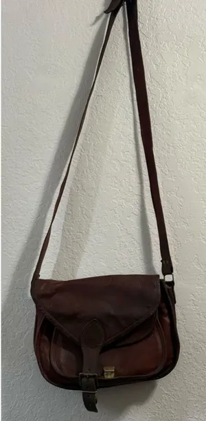 Brown Leather Satchel and Fable Handmade Bag crossbody bag thumbnail 1