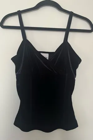 Vintage Y2K Black Velvet Cami Top Medium Romantic Going Out Minimalist Feminine thumbnail 1
