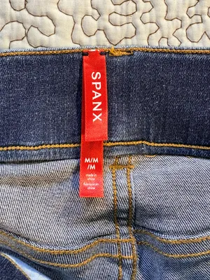 💥SPANX Pull On Flare Jeans Dark Wash High Rise Stretch Denim Size M🧡 thumbnail 11