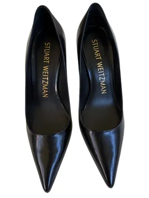 Like New Stuart Weitzman Leather Stuart 85 Block Heel Pumps  Black Size 7 thumbnail 2