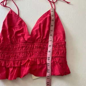 Sim & Sam Hot Pink Tie Strap Crop Top L Smocked Ruffle Coquette Y2K thumbnail 7