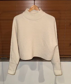 Gianni Bini Cropped Cream Mock Neck Women's Sweater thumbnail 1