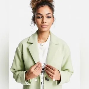 Pieces Alice wool blend coat in Sage Green Size small thumbnail 8