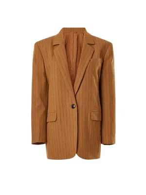 Madewell Plus Oversized Pinstripe Blazer in fallen timber 14 Womens Jacket thumbnail 5