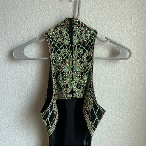 Sherri Hill 50153 Black/Green Beaded Prom Dress thumbnail 9