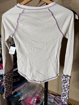 NWT Free People She’s Reversible Cuff Thermal Top Oat Cream Small thumbnail 10