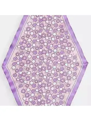 NEW Coach Floral Print Silk Diamond Scarf Purple CBO57 NWT thumbnail 4