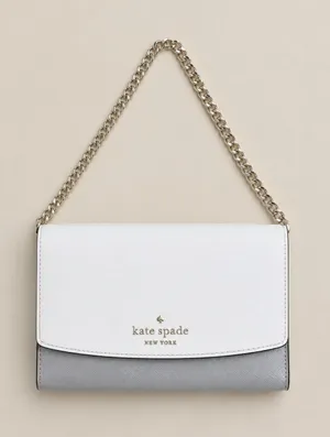 Kate Spade Carson Shoulder Bag Colorblock White Grey Saffiano Leather Minimalist thumbnail 1