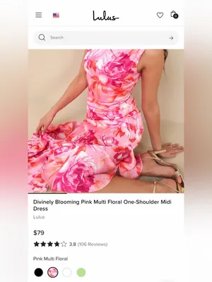 NWT LULUS Women’s Divinely Blooming Pink Multi Floral One-Shoulder Dress Size M thumbnail 3