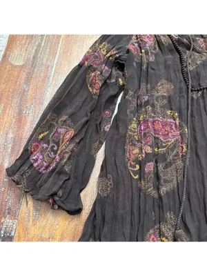 Maurices Brown Paisley Top Medium Flowy Boho Sheer Crinkle thumbnail 3